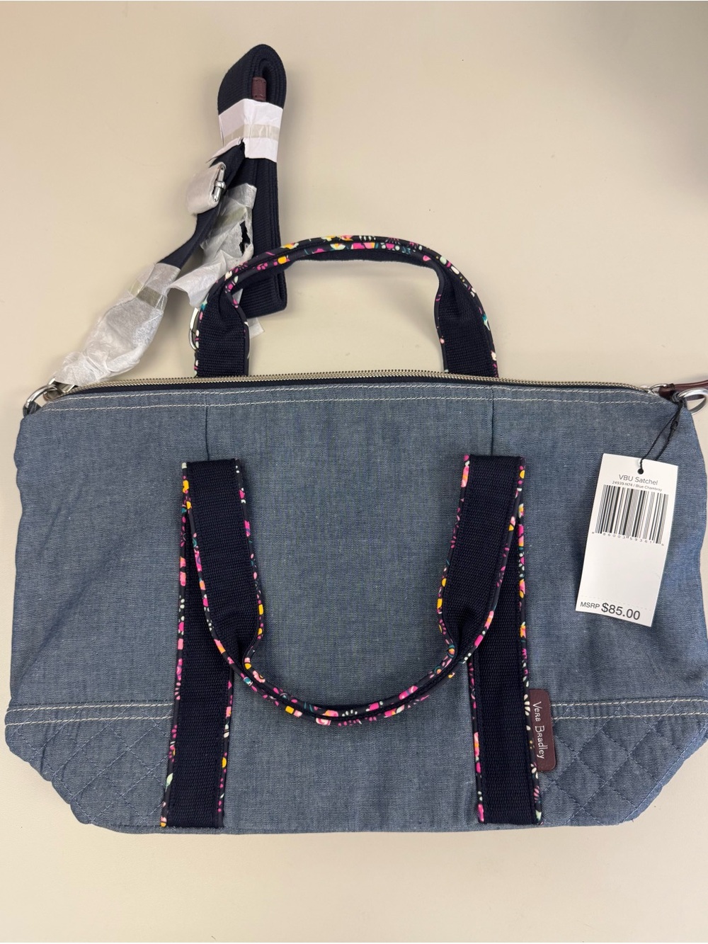 NWT Vera Bradley VBU Satchel Blue Chambray - Picture 5 of 8